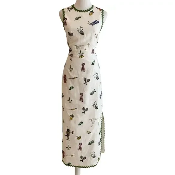 Alemais play embroidered midi dress US 2 - Picture 7 of 9